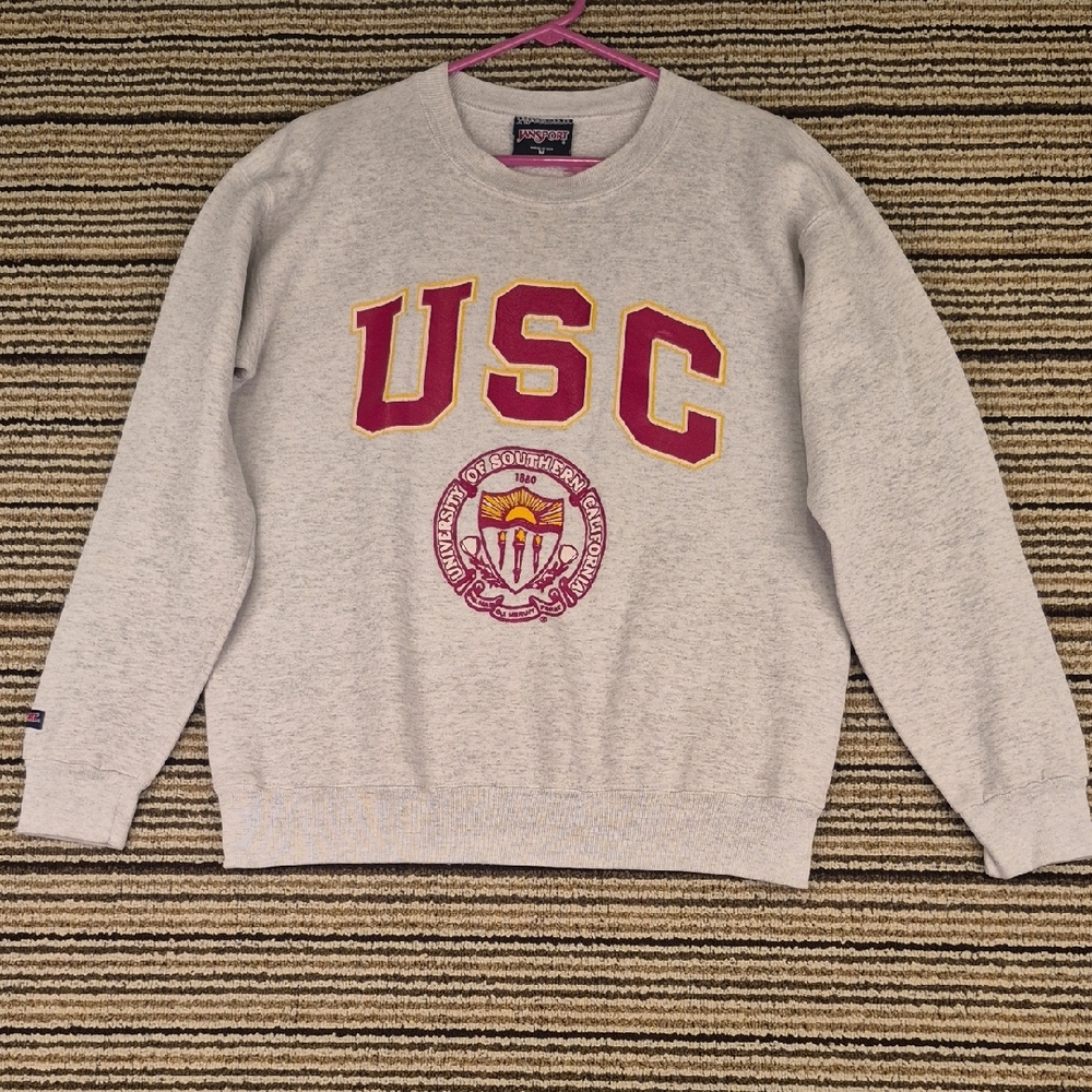 JANSPORT x USC Southern California Grey Collegiate Sz M Crewneck Sweatshirt VTG